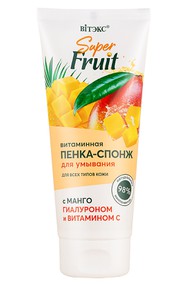 SUPER FRUIT Витаминная пенка-спонж для умывания с манго, гиалуроном и витамином С 200 мл