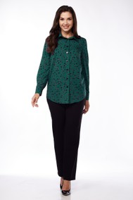 Модель 1344 зеленая блузка + черные брюки LUCKY FOX