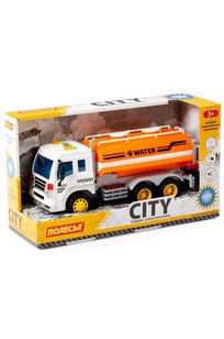 Сити, поливочный автомобиль инерционный (со светом и звуком) (оранжевый) (в коробке)