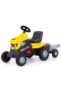 Каталка-трактор с педалями Turbo (жёлтая) с полуприцепом